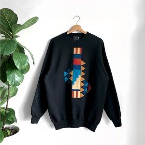 Rare Vintage Sweatshirt by Lily Schlien / Textile Art / Southwestern Tribal